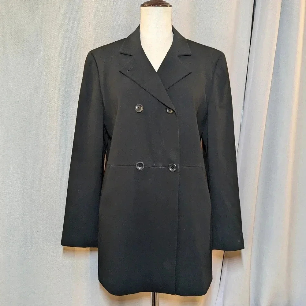 MaxMara Black Blazer Double Breasted Buttons Size 8